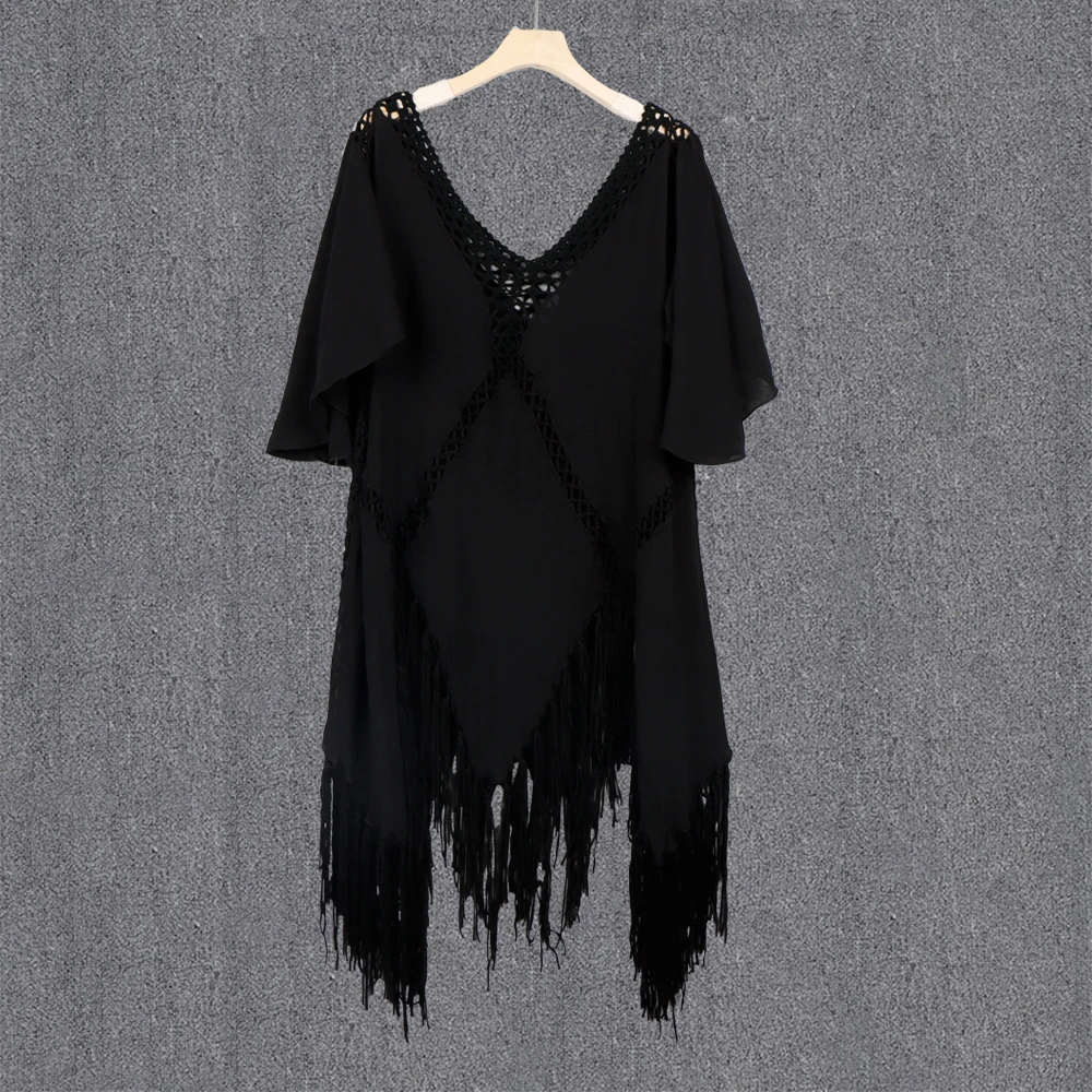 

Женская хлопковая Пляжная накидка, свободная пикантная Пляжная накидка с длинным рукавом и V-образным вырезом, лето 2022