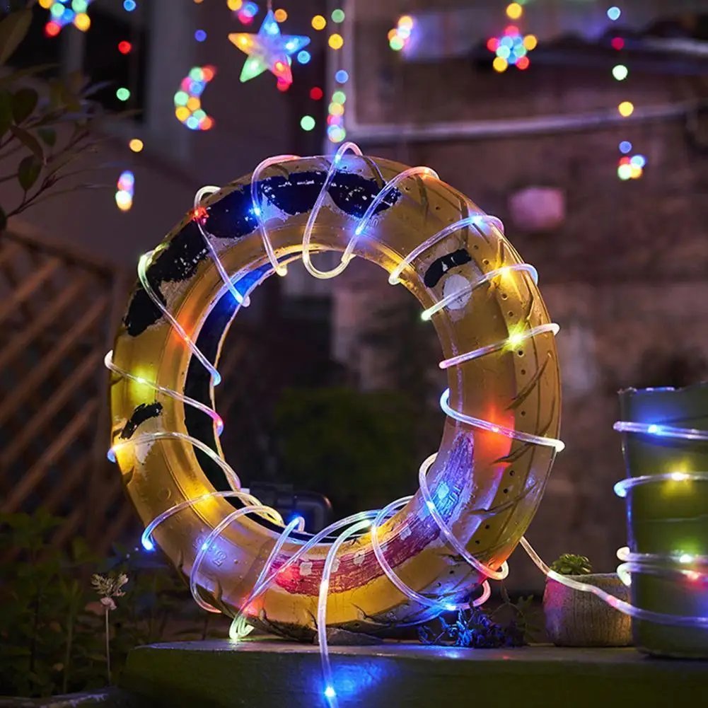 

7/12/22M Outdoor Solar Rope String Lights 8 Modes LED Copper Garden Waterproof Lights Colored Light Fairy Decorative Wire L V3V7