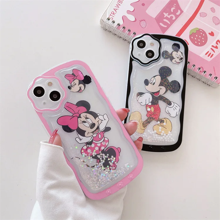 

Bandai Disney cartoon Mickey and Minnie mobile phone case for iPhone11/12Pro/13Promax/X/Xr/Xsmax anti-fall quicksand phone case