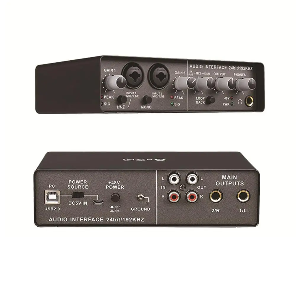 

Professional Audio Interface Sound Card With Monitor Electric Guitar Live Recording Audio Extractor For Studio Singing Q24