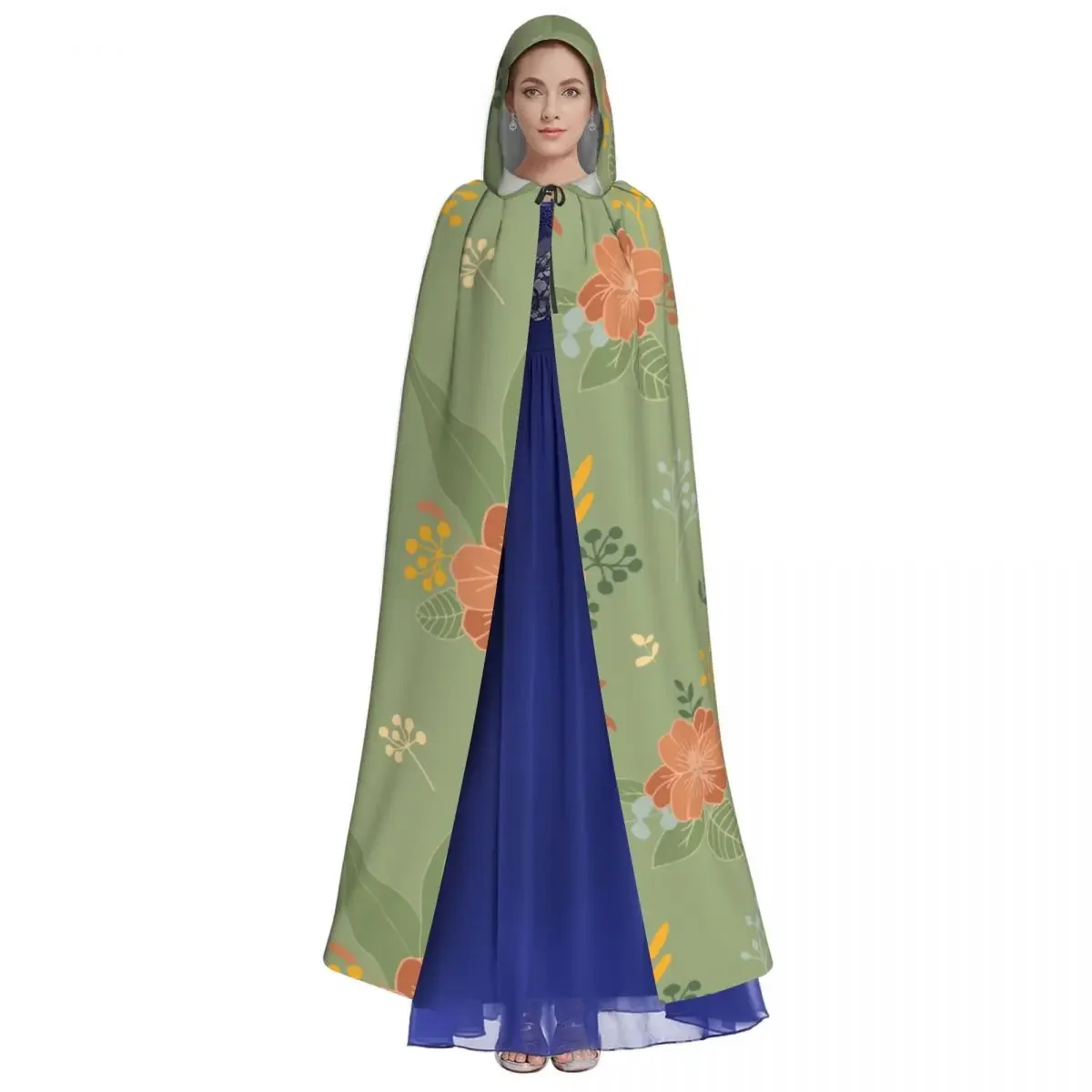 Винтажная Цветочная бесшовная накидка с капюшоном для взрослых средневековый