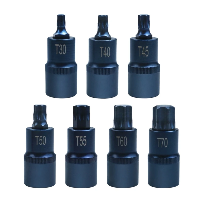 

K1KA Torx Screwdriver Bits Tool 1/2 Socket Bit Adapter T30 T40 T45 T50 T55 T60 T70 1/2 Inch Adapter Hand Tool Multifunctional