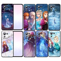 fashion girl disney frozen phone case for xiaomi mi 12x 12 11 11t 11i 10t 10 pro lite ultra 5g 9t 9se a3 black fundas cover