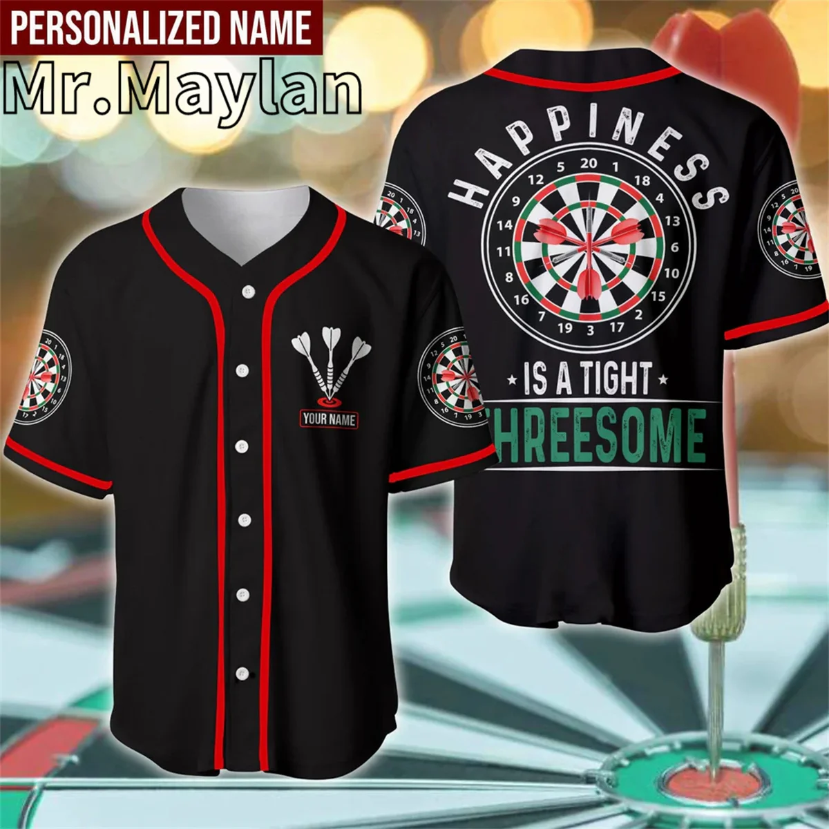 3D Дартс счастье это узкая Тройная индивидуальная Бейсбольная Футболка идея для