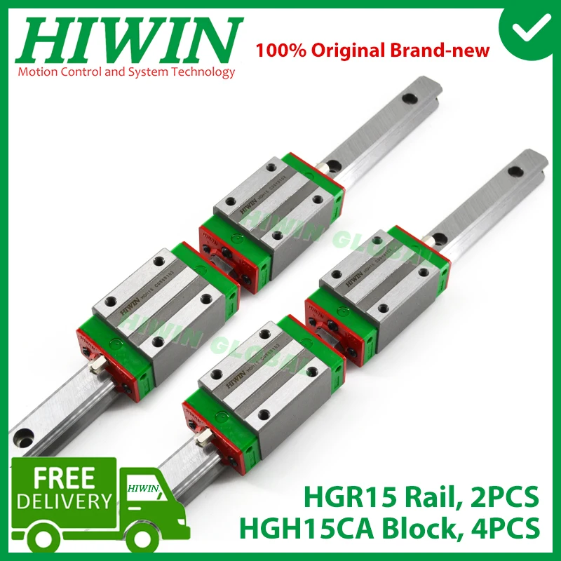 Фото Оригинальная линейная направляющая HIWIN HGR15 200 300 400 500 600 700 800 900 1000 1100 1200 мм рельсовый блок HGH15CA кареточный блок ZA предварительная нагрузка C Новинка №1
