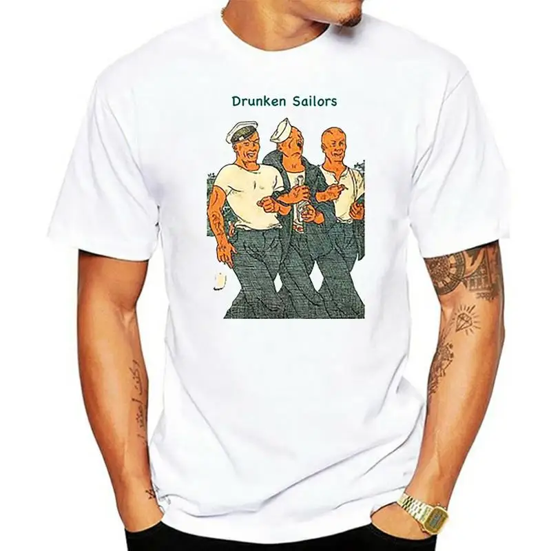 

Drunken Sailor Sailors Drunk Mens Retro Vintage T-shirt Tee Nautical