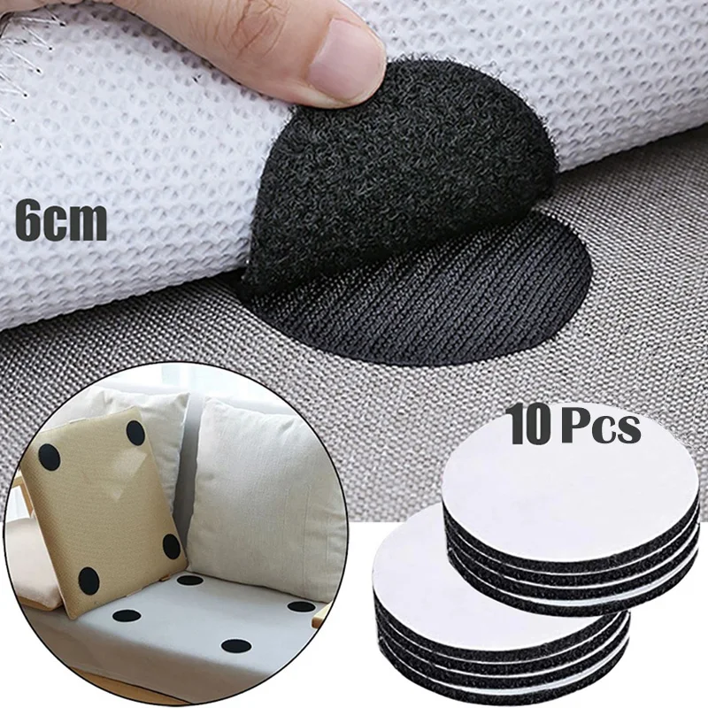 

10pcs Anti Curling Carpet Tape Non-slip Sticker For Bed Sheet Sofa Mat Carpet Anti Slip Mat Self-adhesive Fastener Dots Stickers