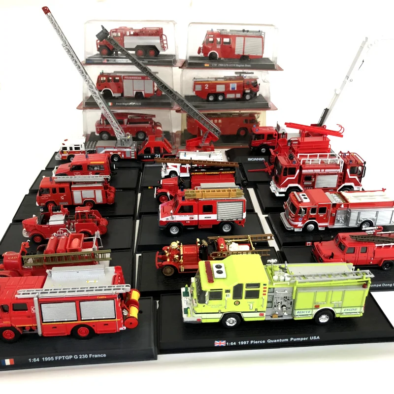 

Diecast Alloy Fire Fighting Truck Model Toy Collection Dongfeng EQ141 1924 Ahrens Fax 1997 Pierce Quantum Pumper USA Vehicle