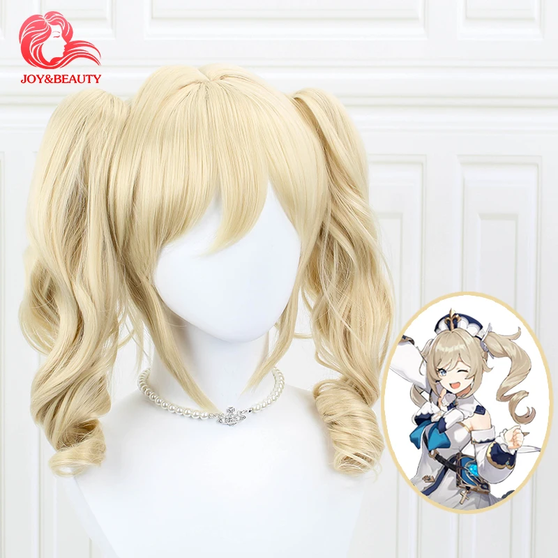 Barbara Cosplay Genshin Impact Cosplay 40cm Christmas Blond Golden Wig Cosplay Anime Cosplay Heat Resistant Synthetic Wigs