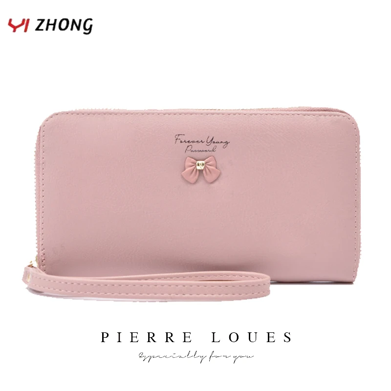

YIZHONG Wristband Long Women Wallets Luxury Designer Simple High Quality Soft Purses Female Clutch Purse Cute Students Wallet