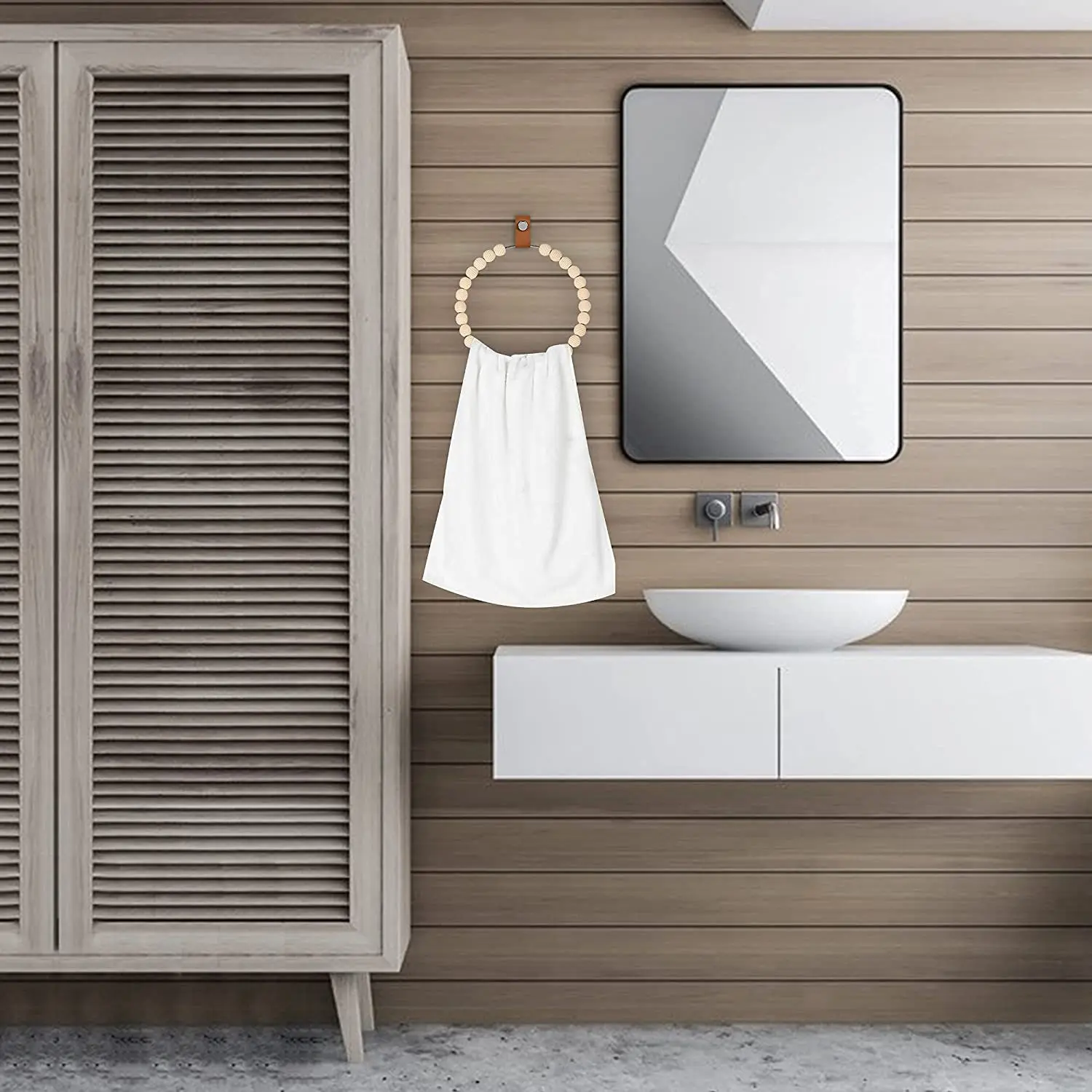 

Handmade Boho Bathroom Towel Rack Wall Mounted Farmhouse Wood Bead Towel Rack Kitchen Home Decor Towel Rack