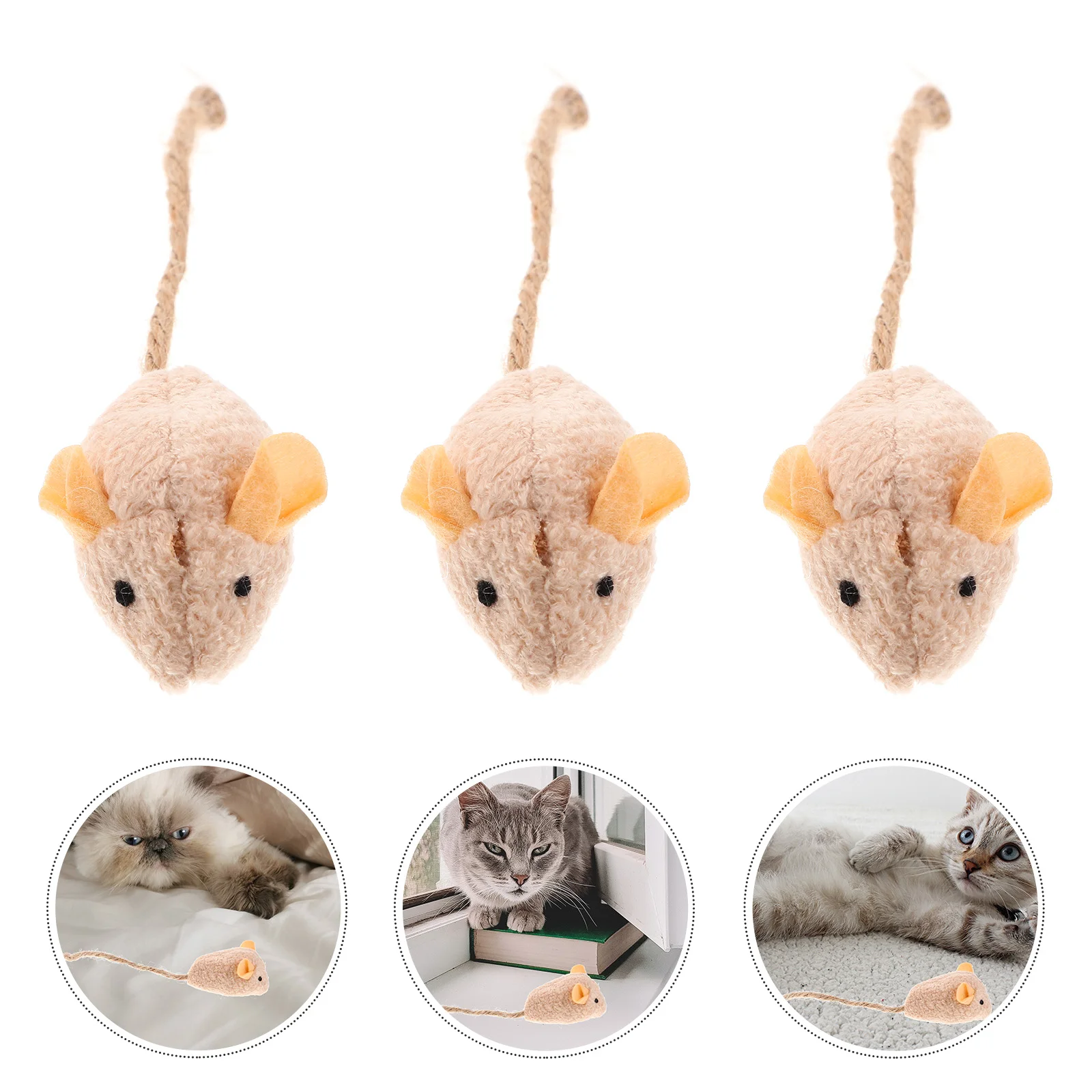

10pcs Cartoon Mice Toys Plush Cat Toys Mice Shape Cat Plaything Cat Biting Toys