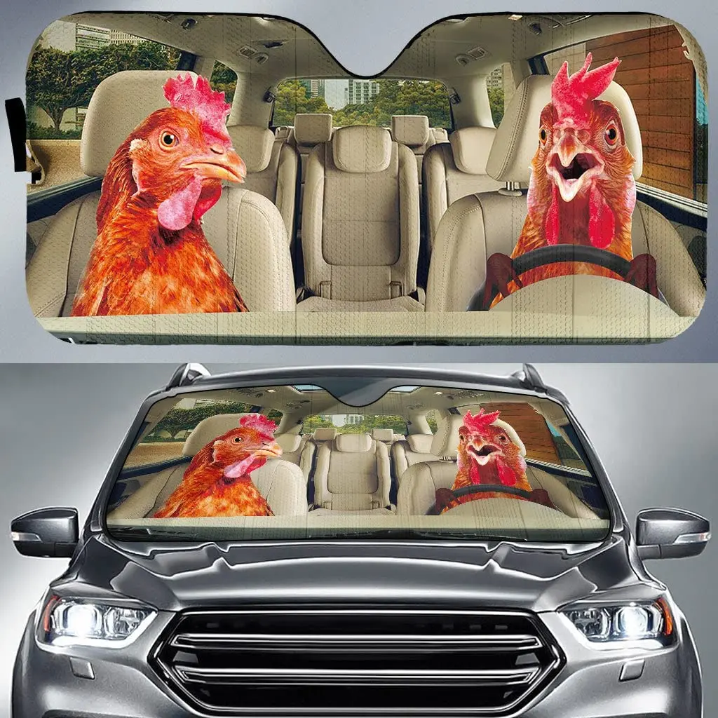 

Забавный солнцезащитный козырек для курицы для всей семьи, автомобильный козырек для вождения петуха для любителей курицы, забавный подарок фермеру, автомобильное ветровое стекло Du