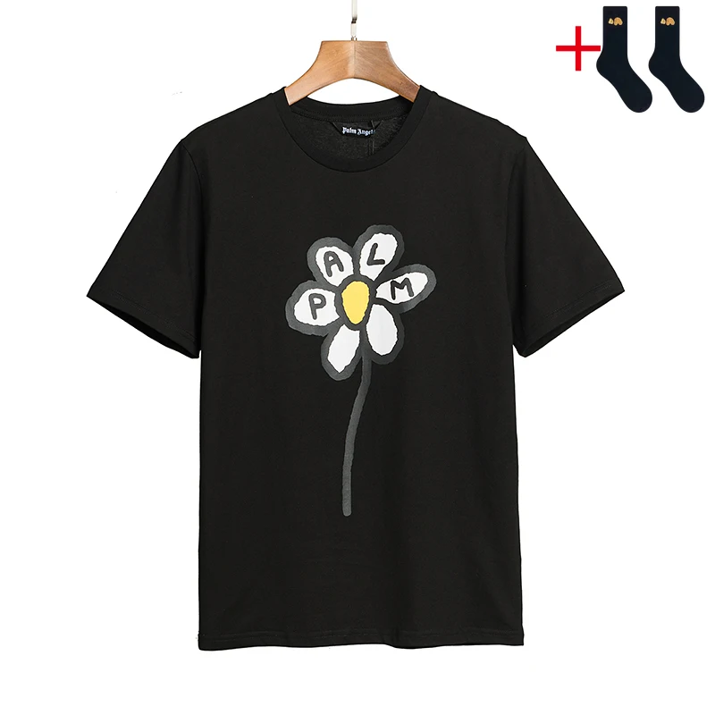 

Palm Angels 22SS Letter Logo printing Loose Casual Unisex Round Neck Short Sleeve T-shirt Men Women fashion Style high quality