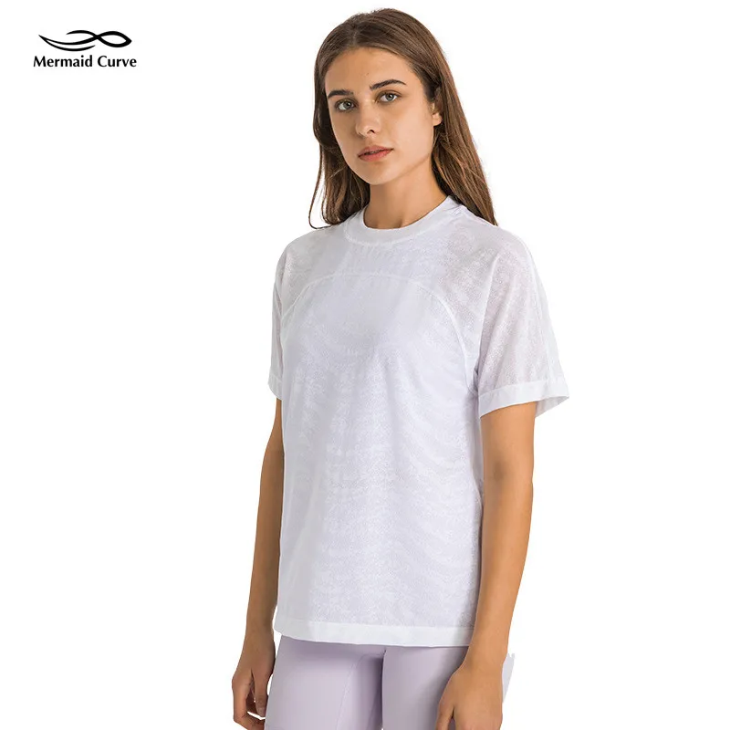 

Mermaid Curve Summer Train To Be Short Sleeve Yoga Shirt Top Women Breathable Lightweight Ice Sensation Fitness Running T-Shirt
