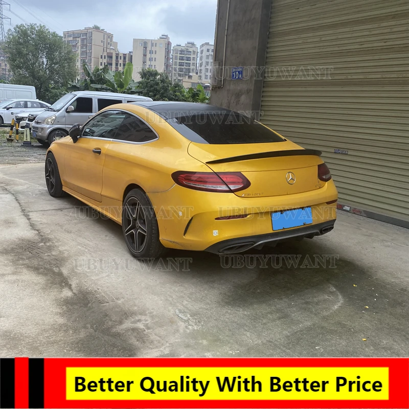 

Car Bright black Spoiler For Mercedes-Benz C Class W205 C63 Coupe C200 C300 2015-2020 Rear Wing Spoilers Auto Accessories