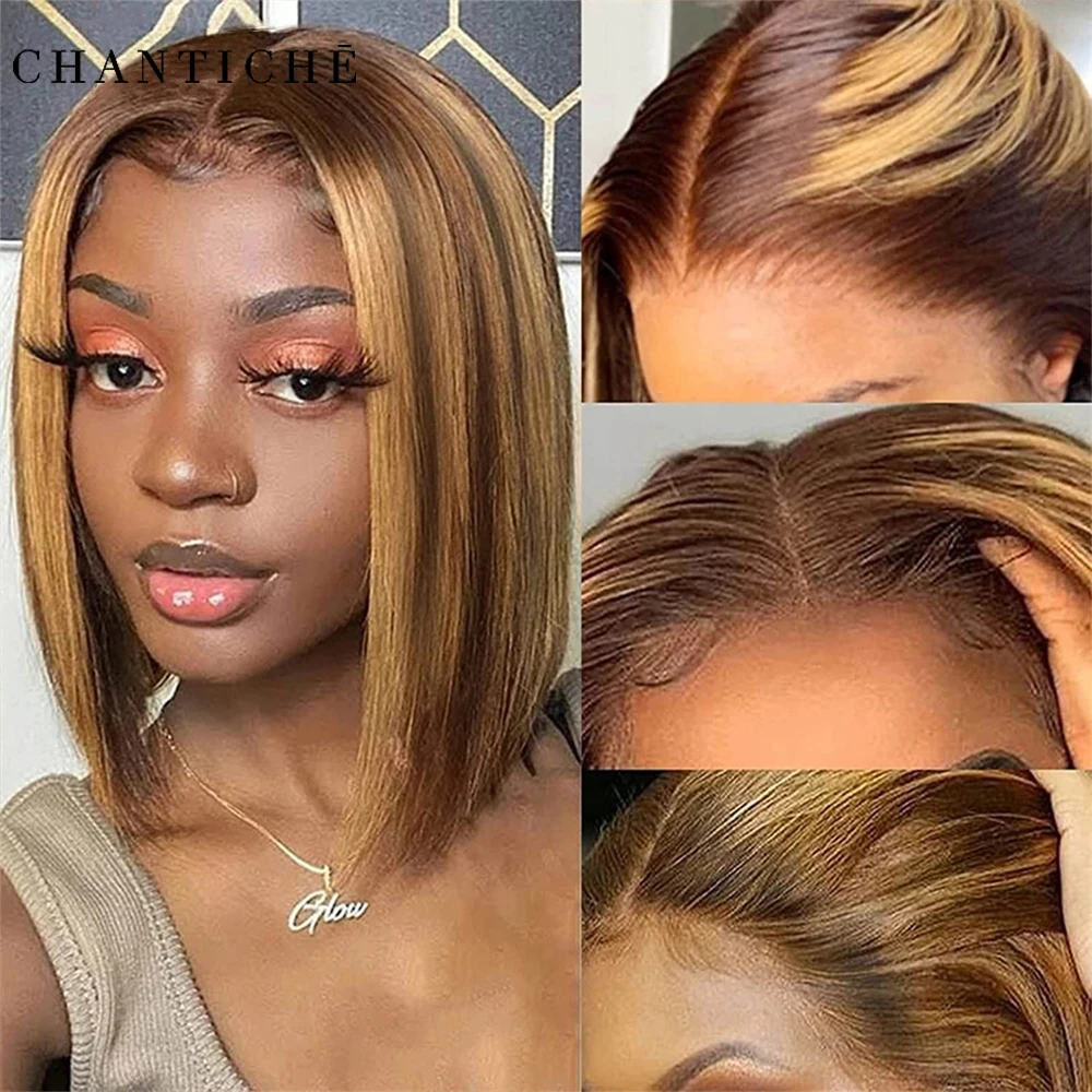 

Парик из бразильских волос 13x1 T, парик из натуральных волос на сетке спереди для женщин, прямой парик Боб, парик с Омбре, парик на сетке сперед...