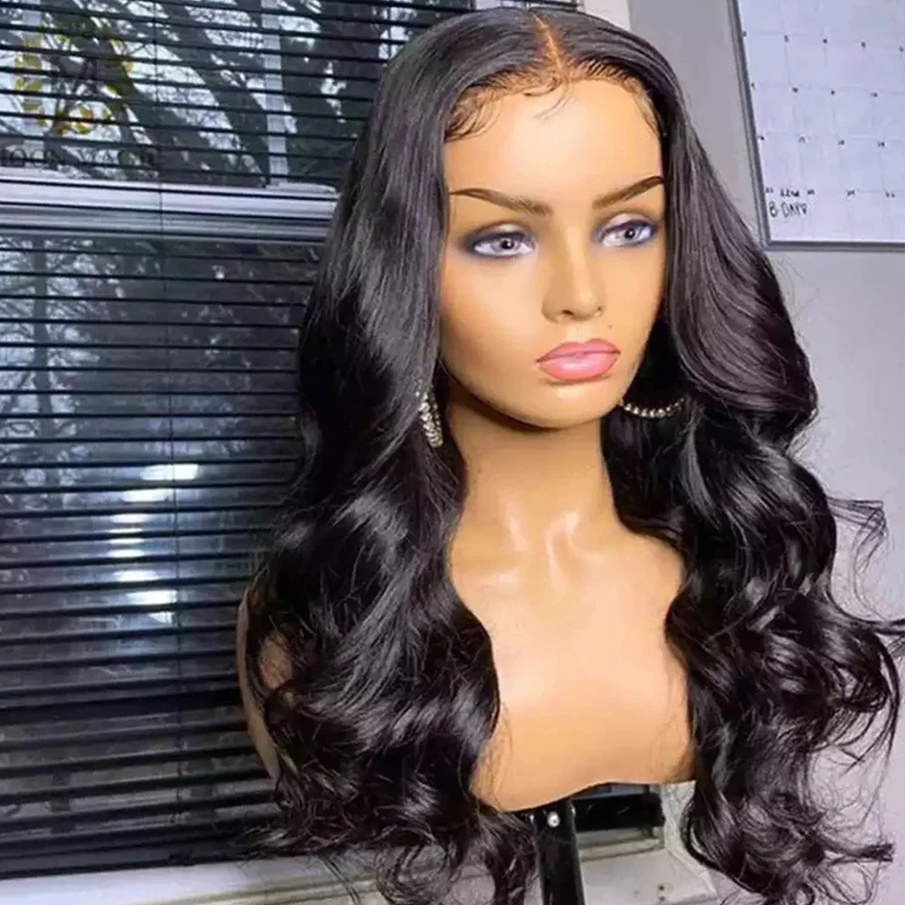 Парик из человеческих волос с волнистыми волосами # 1B акция 180% перуанские парики