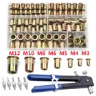 30090 x M3 M4 M5 M6 M8 M10 M12 оцинкованные заклепочные гайки из углеродистой стали, рифленые гайки Rivnut с плоской головкой, заклепки с резьбой вставьте гайку