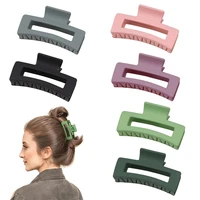 hot geometric hollow out rectangle hair claw clips solid rubber colors crabs for hair big hair clamps headwear accessory
