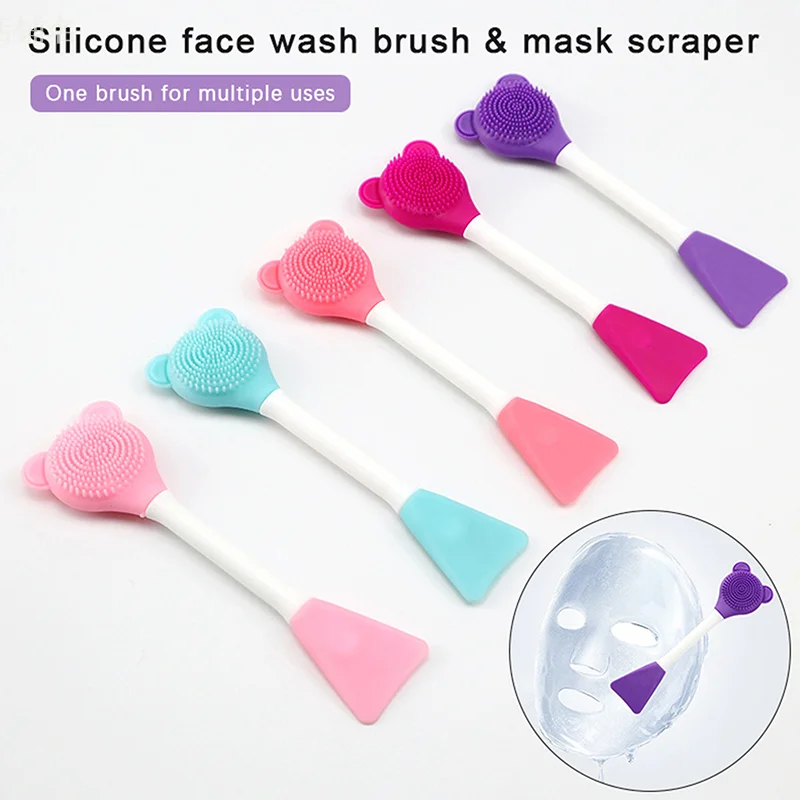 

Double Head Face Cleansing Brush Silicone Face Massage Brush Exfoliating Facial Cleanser Skin Care Tool Massager Random Color