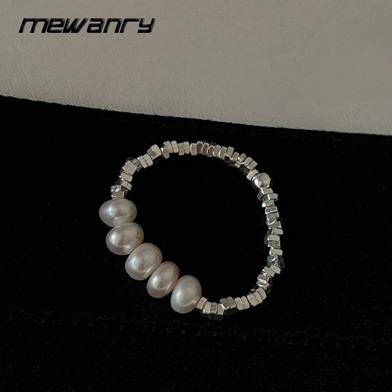 Mewanry серебряное кольцо с жемчугом и бисером для женщин девочек модное простое