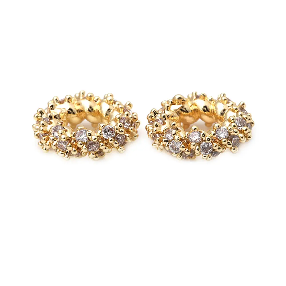 4 шт. латунные циркониевые круглые бусины-разделители с большим отверстием