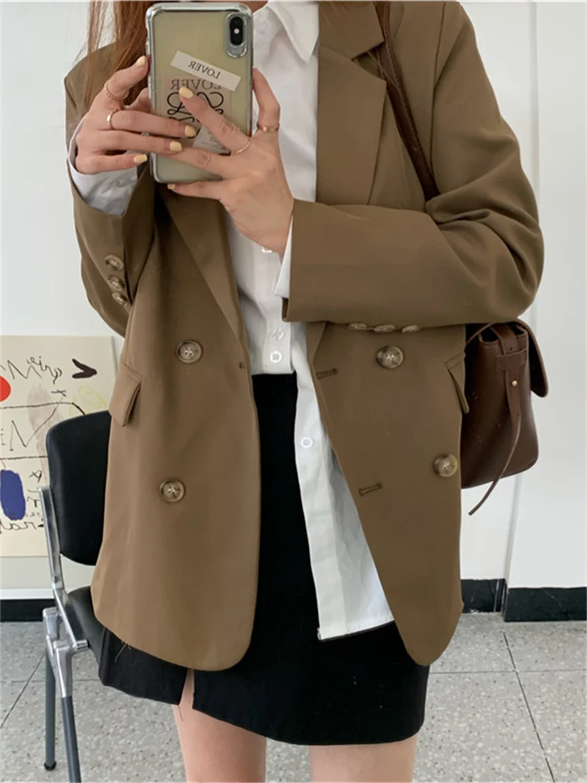 

HziriP 2022 Spring Women Blazers High Street OL Fashion Chic Loose Jackets Korea Work Wear Office Lady Elegant Casual Coats