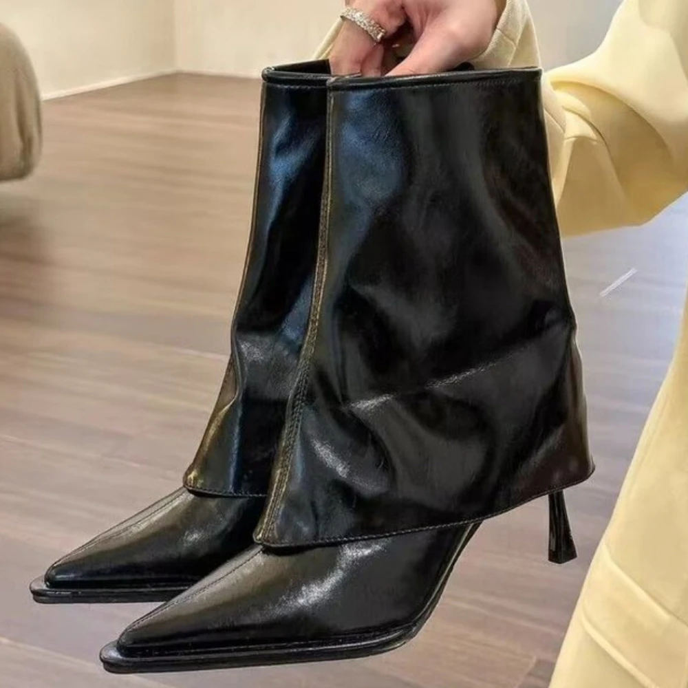 

Ботильоны женские на молнии, элегантные туфли-лодочки Челси с острым носком, на высоком тонком каблуке, короткие сапоги, Осень-зима