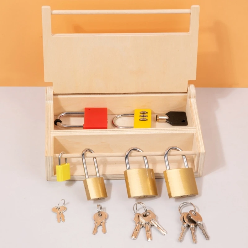 

Montessori Lock And Keys Toy Set Educational Lock Set Keys Wooden Materials Birthday Gift For Kids Toddlers Preschoolers