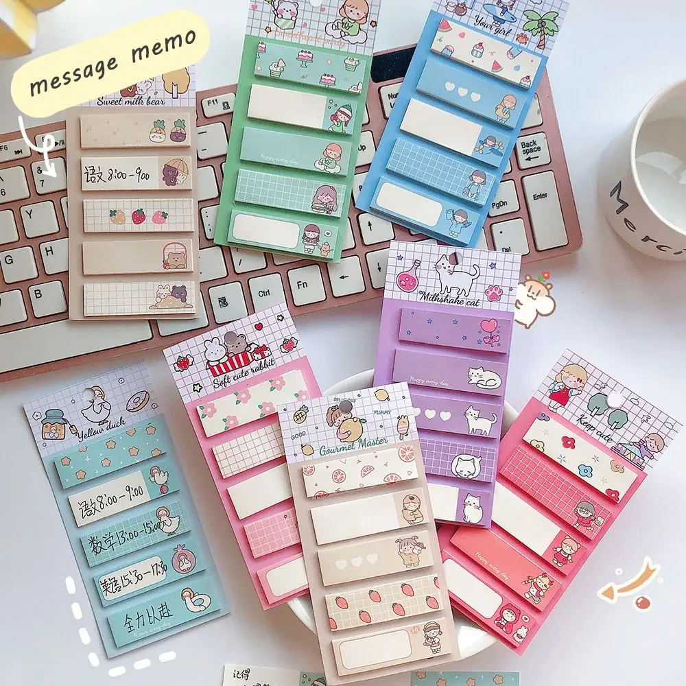 

100 Sheets Cute Cartoon Sticky Notes Student Message Memo Planner Stickers Office Supplies Bookmarks Stationery
