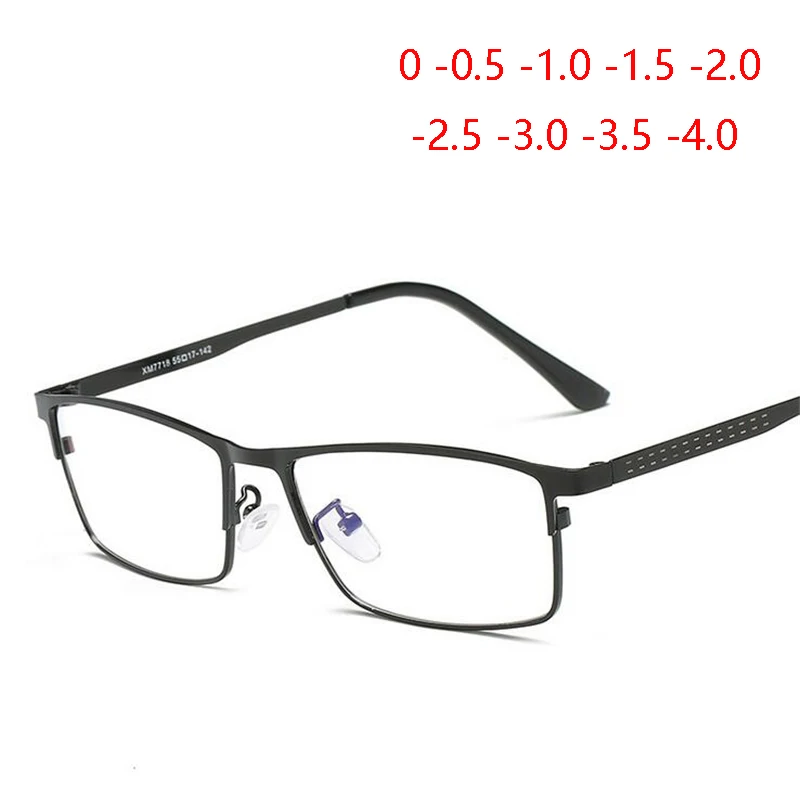 

1.56 Aspheric Anti Blue Light Square Prescription Glasses For The Nearsighted Fashion Metal Myopia Eyewear 0 -0.5 -0.75 To -4.0