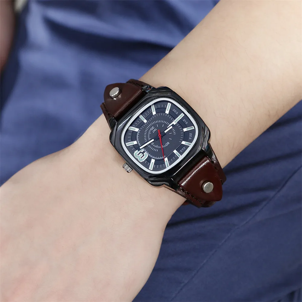 Vintage Women Watches Simple Square Large Dial Luminous Quartz Watch Fashion High Quality Leather Wristwatches Gift Clock
