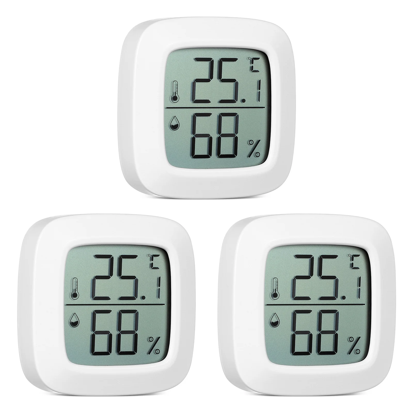 

3 Pcs Hygrometer Temperature Home Large Interior Mini Garage Abs Car Outdoors