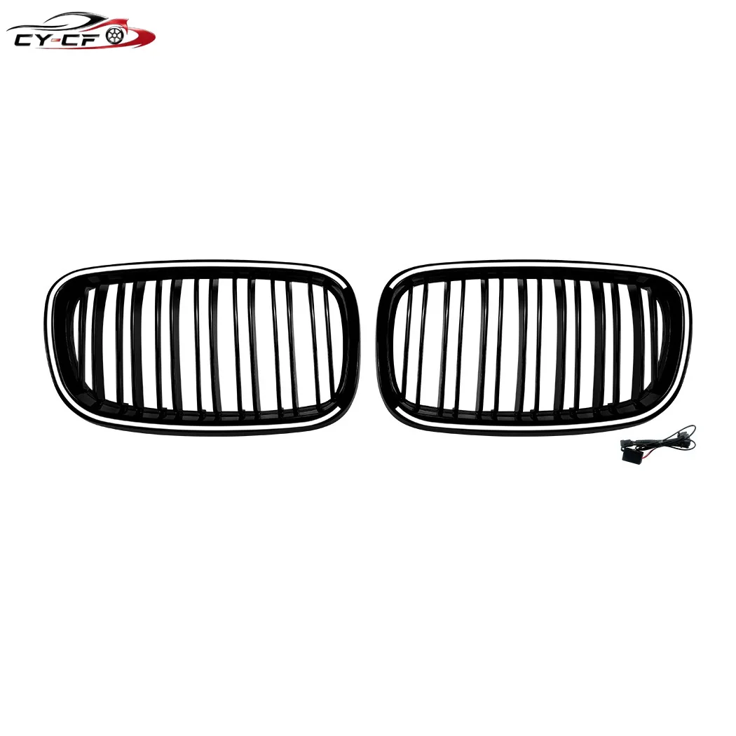 Фото Для BMW X5 E70 X6 E71 2006-2013: Комплект для модификации кузова — передняя решетка воздухозаборника с LED-подсветкой, глянцевый черный цвет №5
