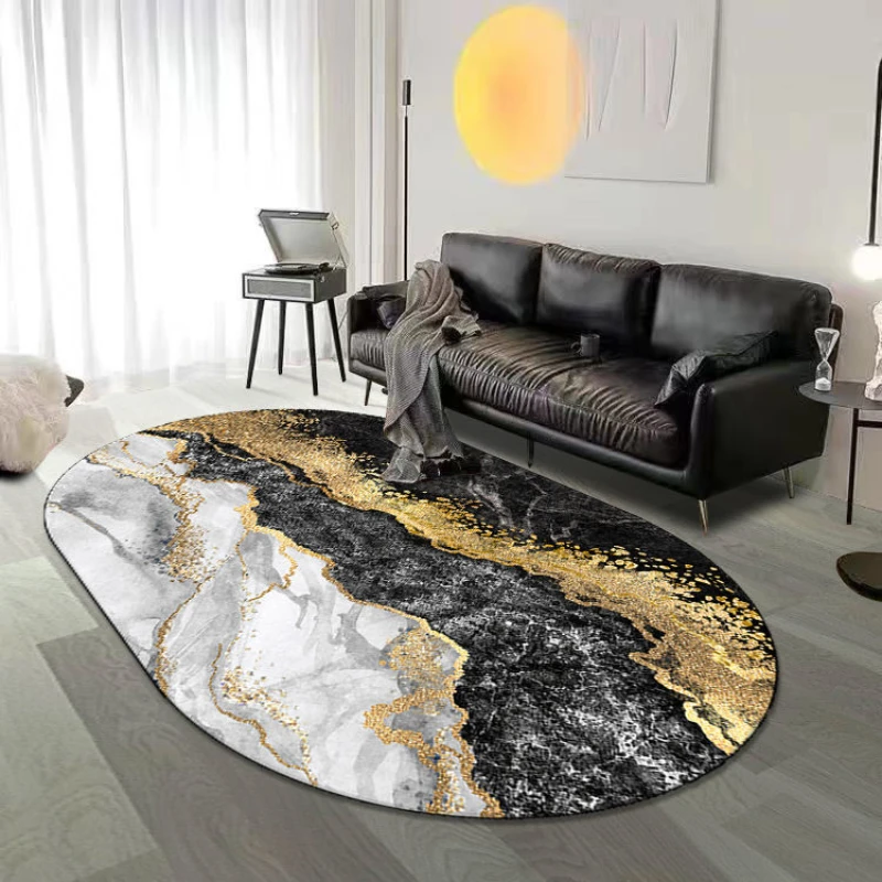 

Nordic Simple Carpet Marble Living Room Rugs Home Decoration Oval Study Sofa Coffee Table Mat Light Luxury Bedroom Bedside Rug
