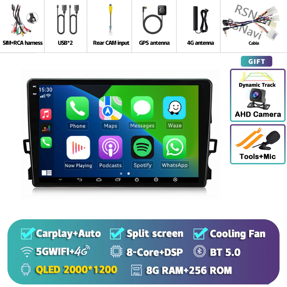 

Android 15 Carplay Auto 2K экран Автомобильный радиоприемник BT Мультимедийный плеер GPS для Toyota Auris 1 E150 2006-2012 2 din Авторадио Стерео