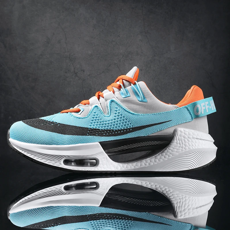 Unisex Running Shoes Flying Woven Breathable Men's Fitness Shoes Air Cushion Shoes Outdoor Brand Sports Shoes Platform Sneakers