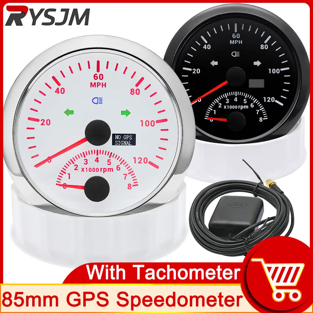 GPS-Спидометр 85 мм 120 миль/ч тахометр 8000 об/мин цифровой датчик скорости для