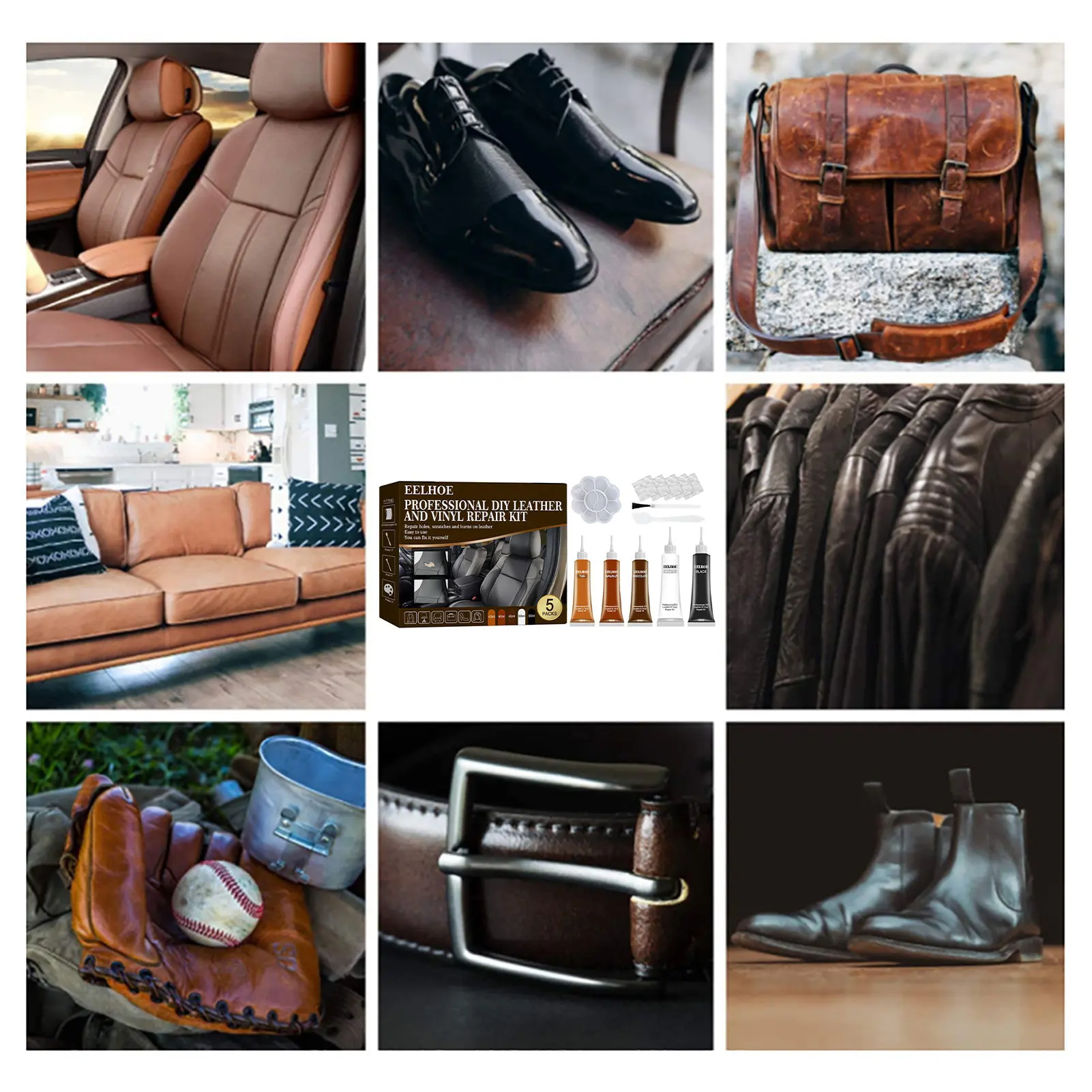 

Car Leather Repair 5 Colours Leather Crack RepairPU Leather Leather Repair Paint Cream For Sofa Jacket Furniture Car Seats Purse