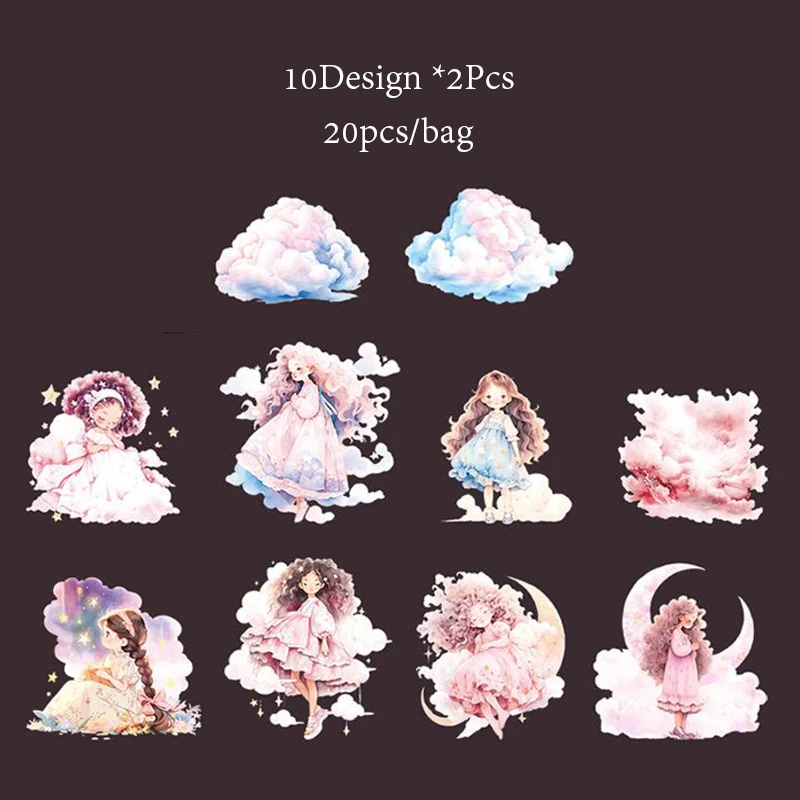 

Бумага Mr. Paper, 6 стилей, 20 шт./пакет, наклейки для домашних животных в стиле облака, декоративные наклейки ручной работы для скрапбукинга «сделай сам» с коллажем облака девушки