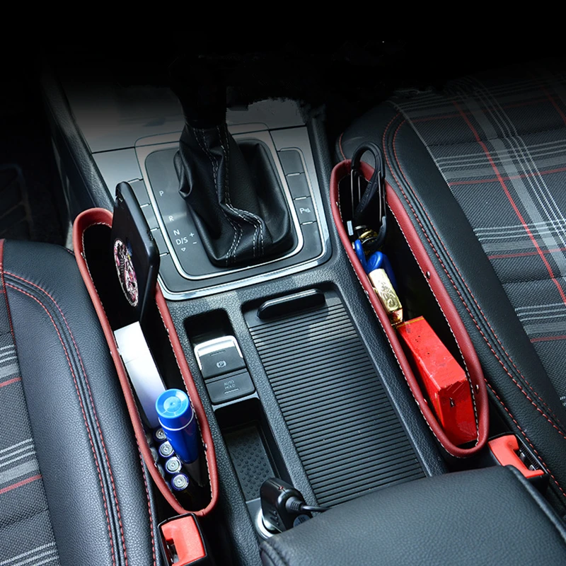 

1Pc Car Organizer Storage Car Seat Slit Gap Pocket Multifunctional Driver Seat Catcher Cup Holder Car Accessories PU Leather