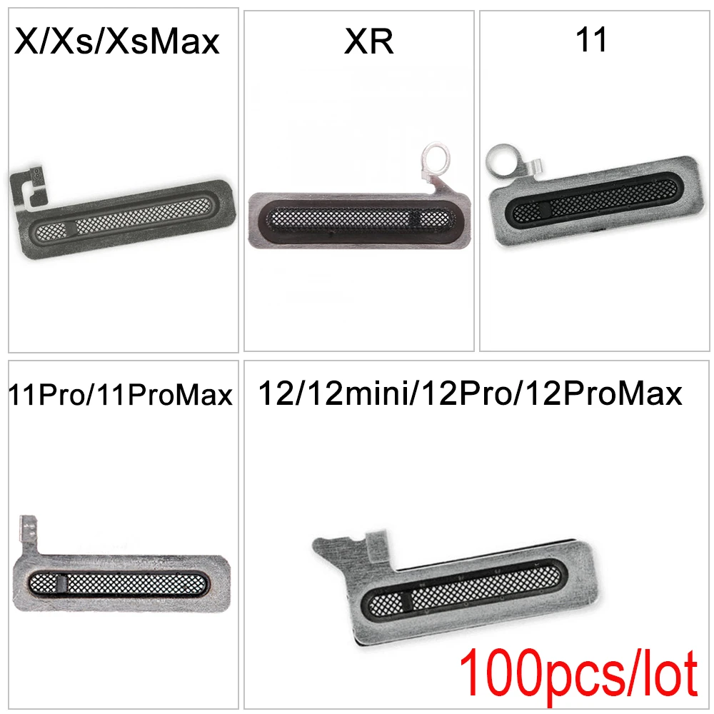 100 adet kulaklık hoparlör Mesh iPhone X XS Max 11 12 Pro Max Anti toz yapıştırıcı Sticker alıcı Net çift kulak bandı