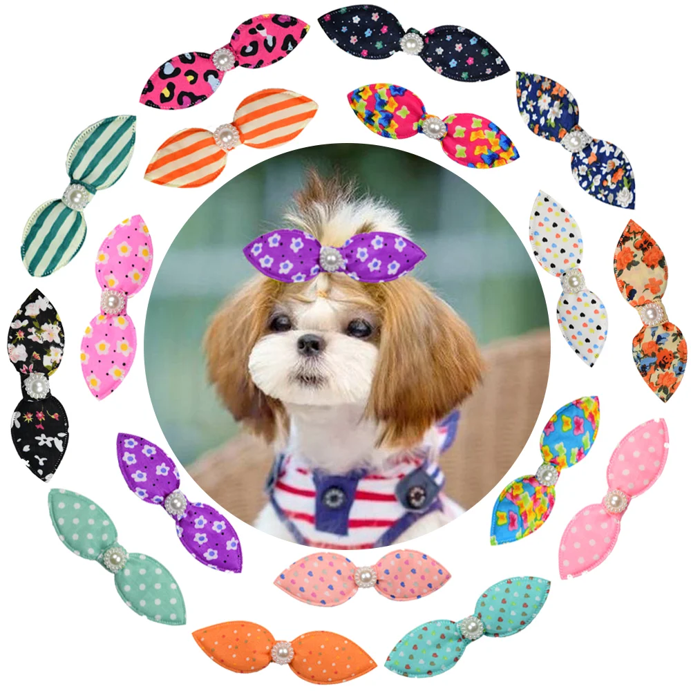 

10 шт., заколка-бант в горошек для собак