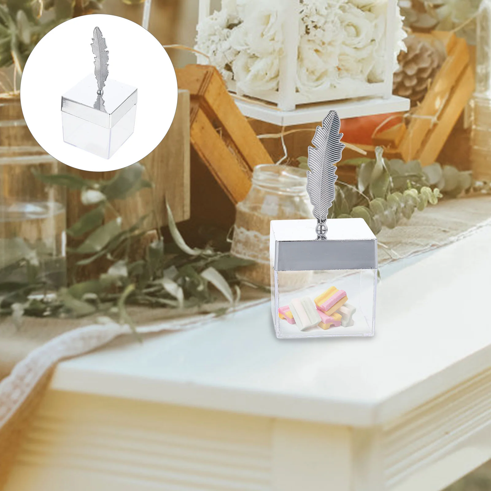 

12Pcs Electroplating Candy Box Plume Favor Box Wedding Candy Case Party Gift Box