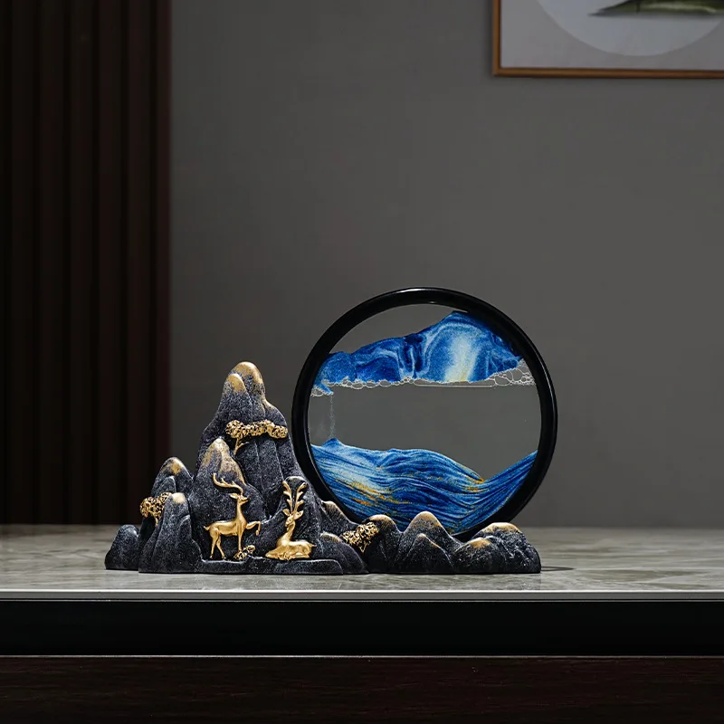 

Flowing Sand Painting Creative Hourglass New Chinese Light Luxury Decoration TV Cabinet Living Room Wine Cabinet Decoration