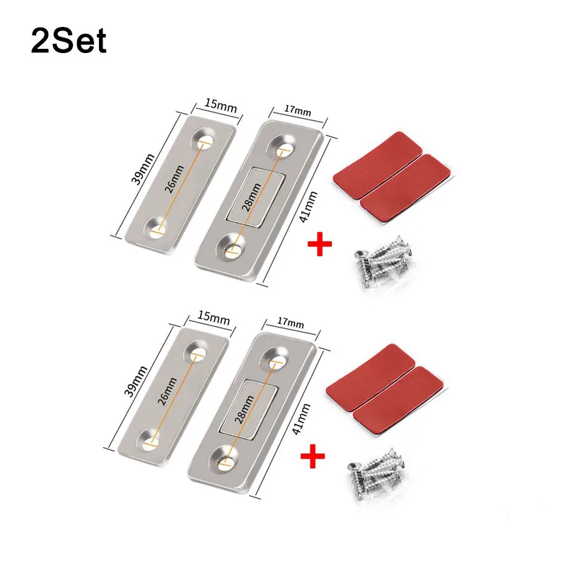 

Ультратонкие магнитные держатели для шкафов: невидимые стопперы с сильной фиксацией (самоклейка/винты) для кухонных ящиков, дверей гардероба