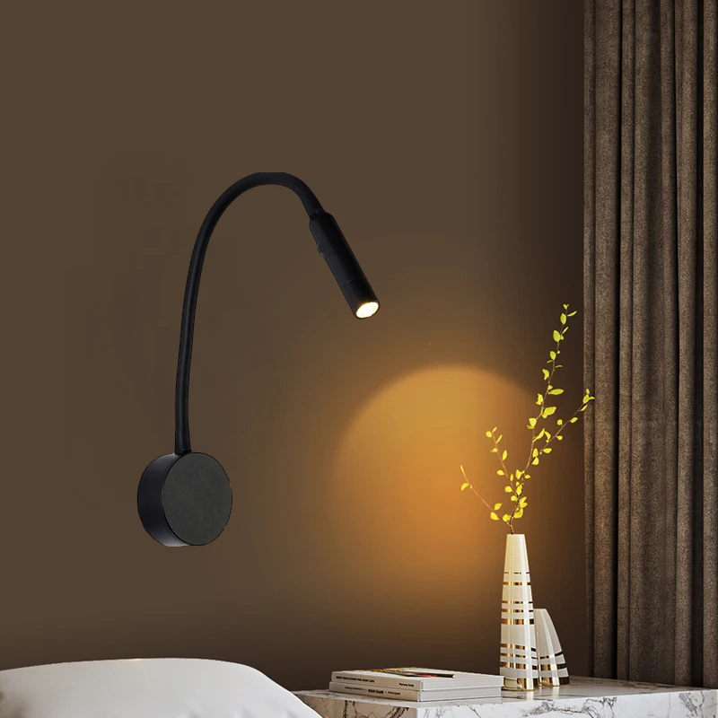 Купи Led Bedside Wall Light Rotatable Flexible Spotlight Living Room Study Reading Lamp Hose Surface Mounted Sconce Night Light 220V за 589 рублей в магазине AliExpress