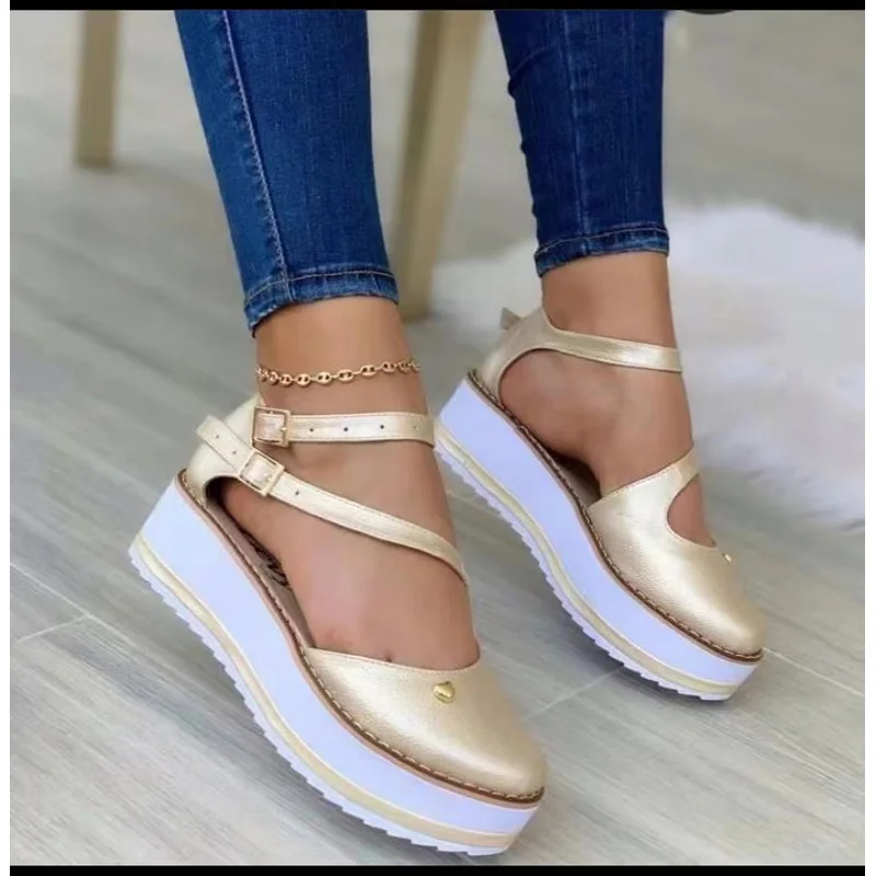 

Ladies Casual Shoes Fashion Solid Color Ladies Sandals Large Size Thick Bottom Breathable Lightweight Flat Sandalias De Mujer