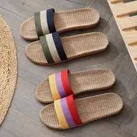 2022 new large size linen slippers home couple indoor slippers wood floor cotton and linen home summer sandals HY-593